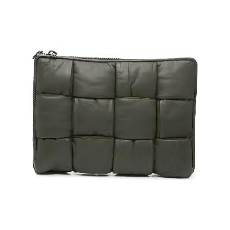 Bottega Veneta Men's Leather Padded Maxi Intrecciato Laptop Case Green-1