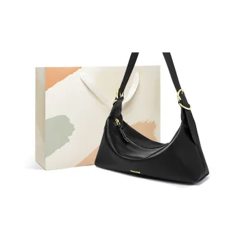 15 MINS Cow Leather Baguette Bag Shoulder Bag Handbag Large Size Women's Black/White