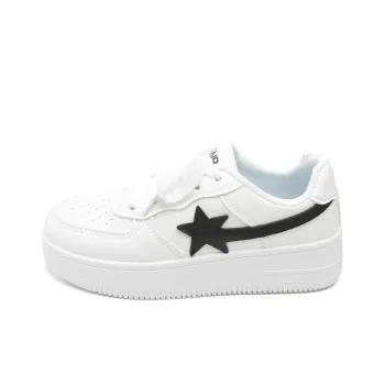 RENBEN Small White Shoes Abrasion Resistant Low Top Skateboard Shoes Women's White Black