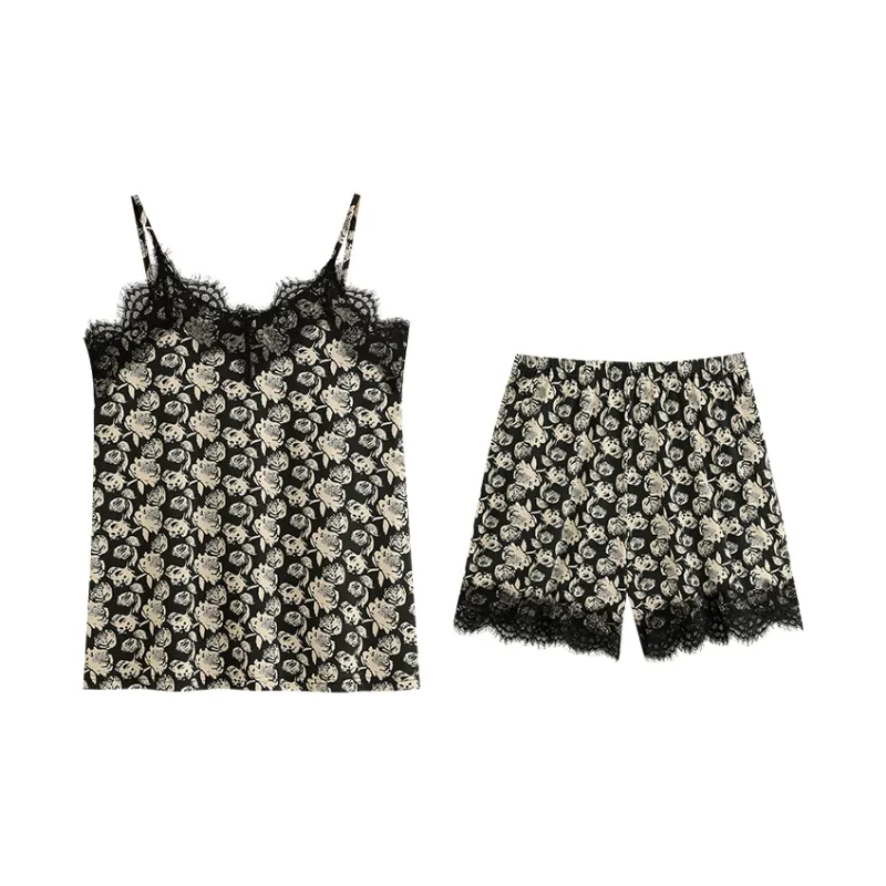 Yue Nei Pajama Set Women's Elegant Black-1