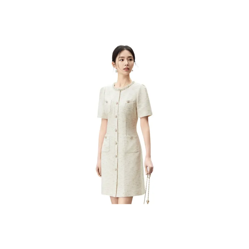 SENTUBILA Short Sleeved Dresses Women's Pearl White-1