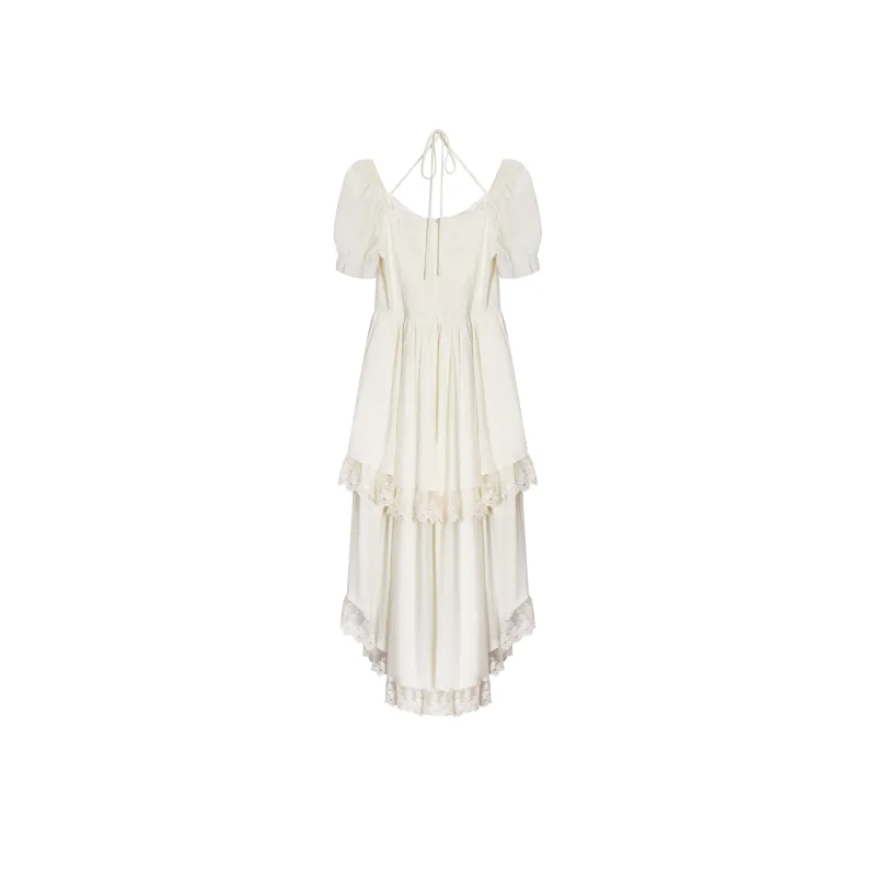 ANNIBUHUO Short Sleeved Dresses Women's Apricot-1
