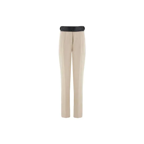 FERRAGAMO Contrast-belt Tailored Linen Trousers