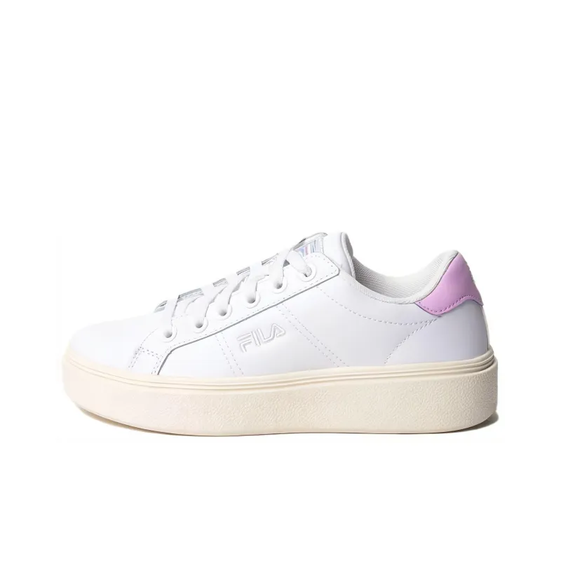 FILA Court Deluxe Plumpy Sl Anti-Slip Wear-Resistant Low-Top Skateboard Shoes Unisex White Pink-0