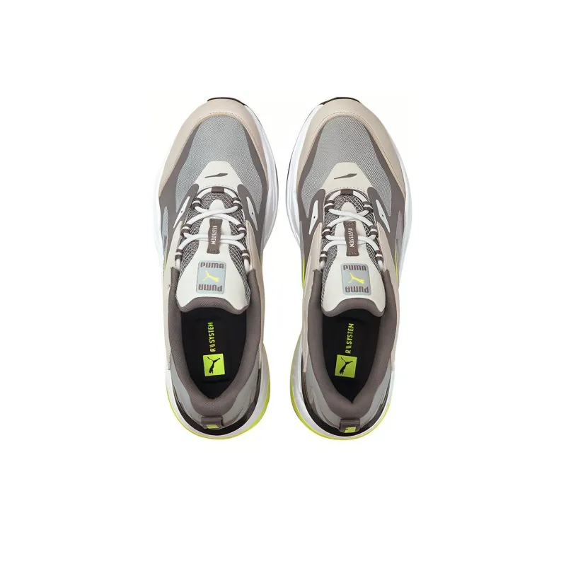 PUMA RS Fast Neon Running Shoes White/Brown/Yellow-2