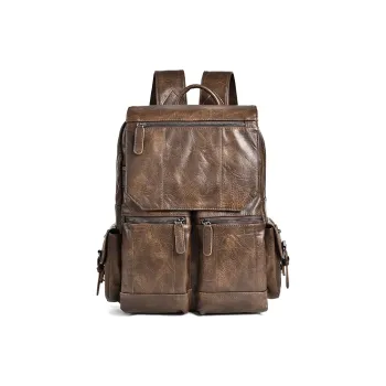 Ceion Keust PU Soft Cotton Backpack Large Size Men's Coffee