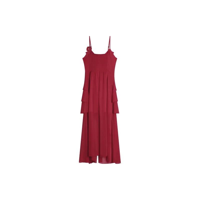 ANNIBUHUO Slip Dress Women's Red-1