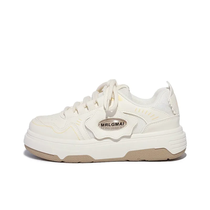 MKTKM Slip Resistant Water Resistant Cushioning Quick Dry Wear Resistant Balance Low Top Skateboard Shoes Women's Beige-0