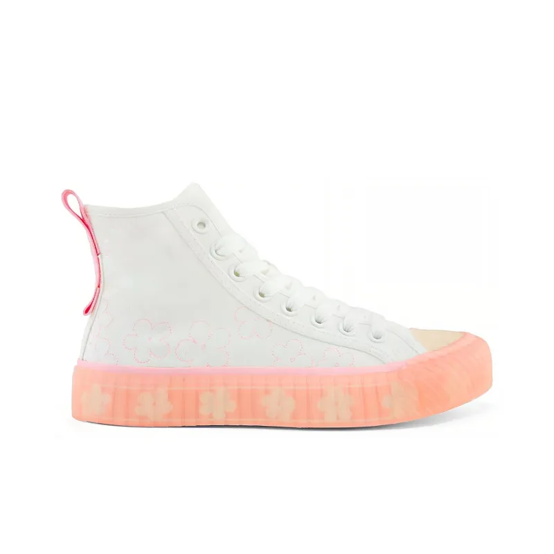 Kappa Anti Slip And Wear Resistant Lightweight Cushioning High Top Canvas Shoes Unisex White Pink-1