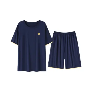 Close-fitting Areas Pajama Set Men's Royal Blue