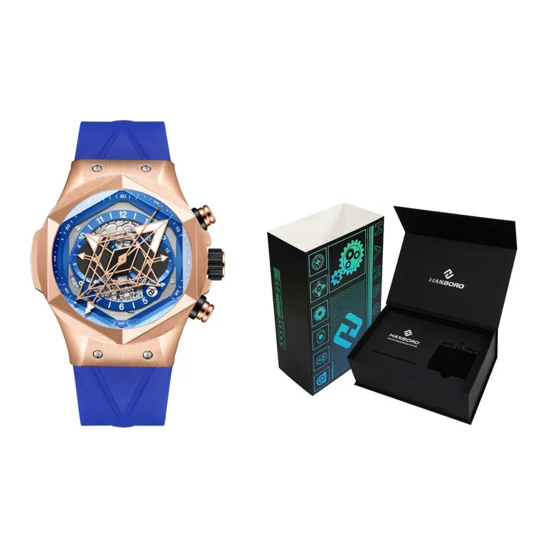 HANBORO Automatic Mechanical Movement Watch Men's Watches Cut-Out Dial HBR-998ML-1