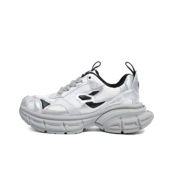 XIAOFAMIAO Chunky Sneakers Women's Low Top White/Gunmetal/Silver Gray