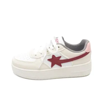 RENBEN Abrasion Resistant Low Top Casual Skateboard Shoes Women's White Khaki