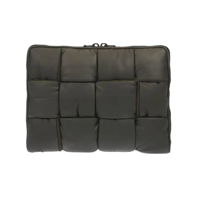 Bottega Veneta Men's Leather Padded Maxi Intrecciato Laptop Case Green-0