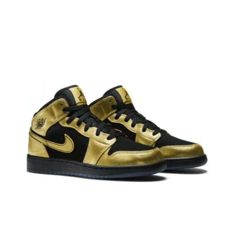 Jordan 1 Mid Metallic Gold Coin Black GS-3