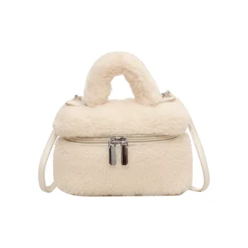 BALANG Plush Shoulder Bag, Crossbody Bag, Handbag Unisex Ecru/Light Pink/Light Khaki/Brown/Fuchsia