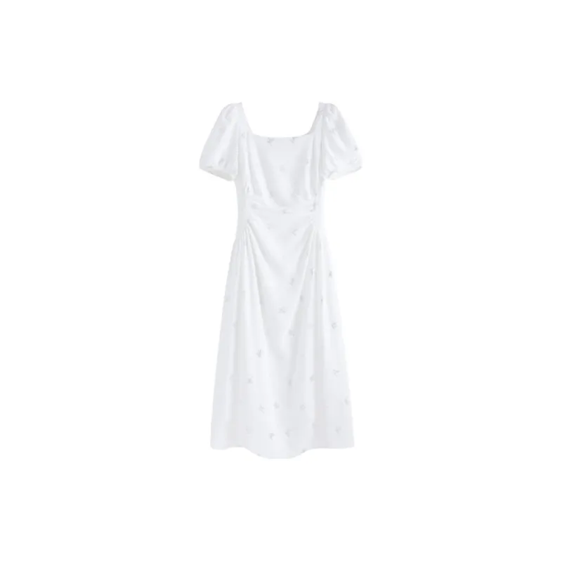 KUNZHUDAXIANG Short Sleeved Dress Women's White-0