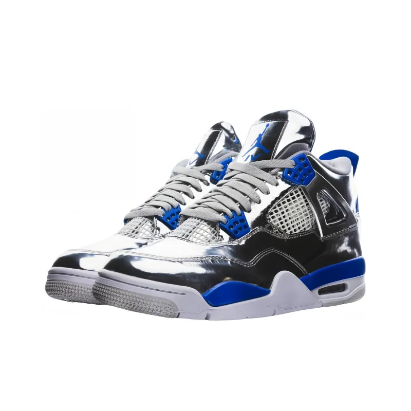 Jordan Air Jordan 4 Vintage Basketball Shoes Men High Top White Silver Blue-1