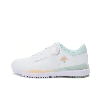 DESCENTE Cushioning Low Top Golf Shoes Women's White Green Yellow