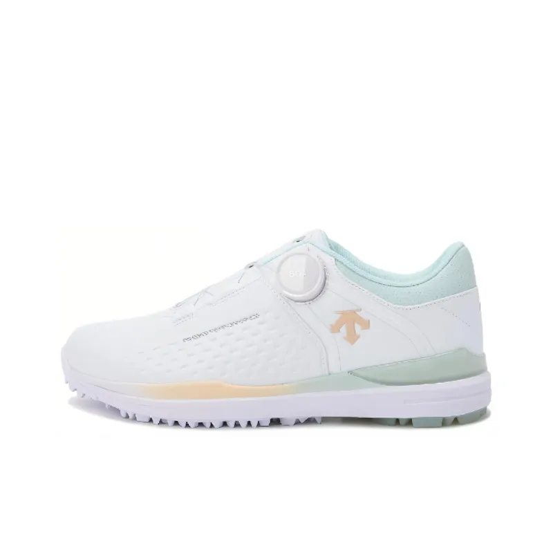 DESCENTE Cushioning Low Top Golf Shoes Women's White Green Yellow-0