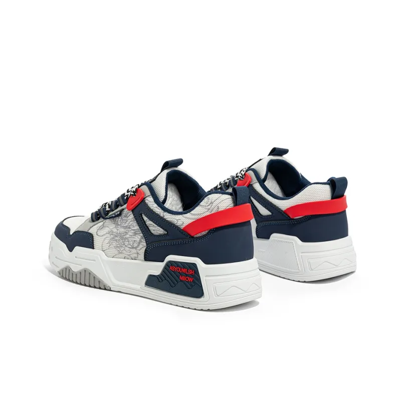 MIIOW Trend Party Series Skateboard Shoes Unisex Low Top Black White/Blue White/Burgundy-30