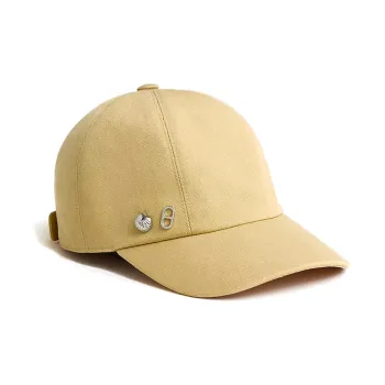 HERMES Cotton Canvas Baseball Caps Women's Yellow