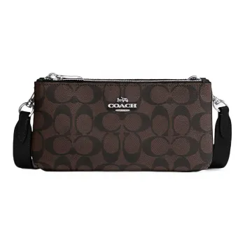 COACH Artificial Leather Envelope Bag, Shoulder Bag, Crossbody Bag Trumpets Women's Black Brown