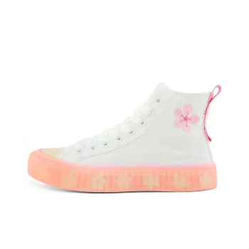 Kappa Anti Slip And Wear Resistant Lightweight Cushioning High Top Canvas Shoes Unisex White Pink