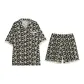 Elegant Black-Short-Sleeved Shirt+Shorts Clothing Set