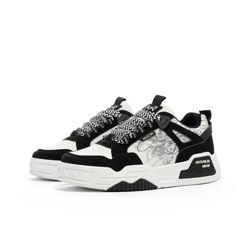 MIIOW Trend Party Series Anti Slip And Wear Resistant Height Increasing High Top Skateboard Shoes Men's-36