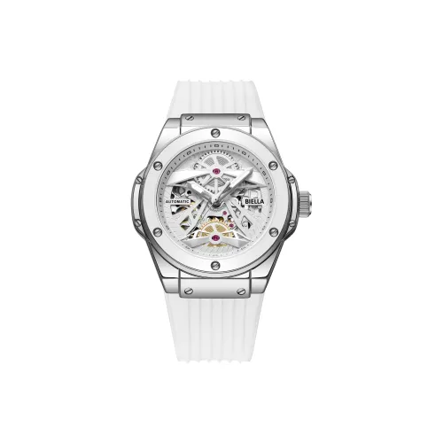 BIELLA Wrist Watch Mechanical Movement Silicone Strap White Dial Unisex BI-M89