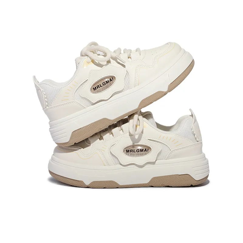 MKTKM Slip Resistant Water Resistant Cushioning Quick Dry Wear Resistant Balance Low Top Skateboard Shoes Women's Beige-5