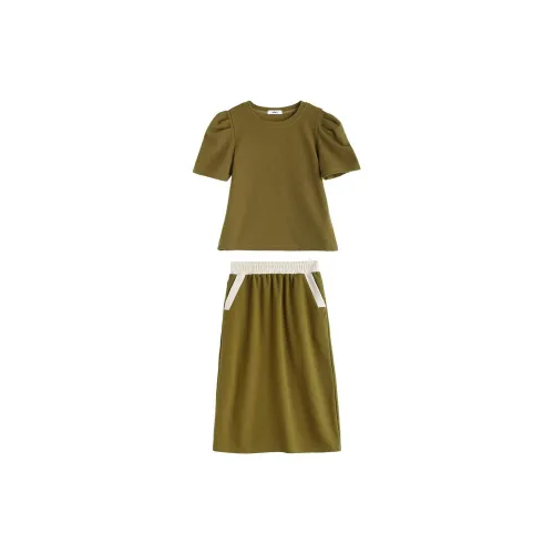 Dme Two Piece Skirt Sets Women's Mustard Yellow