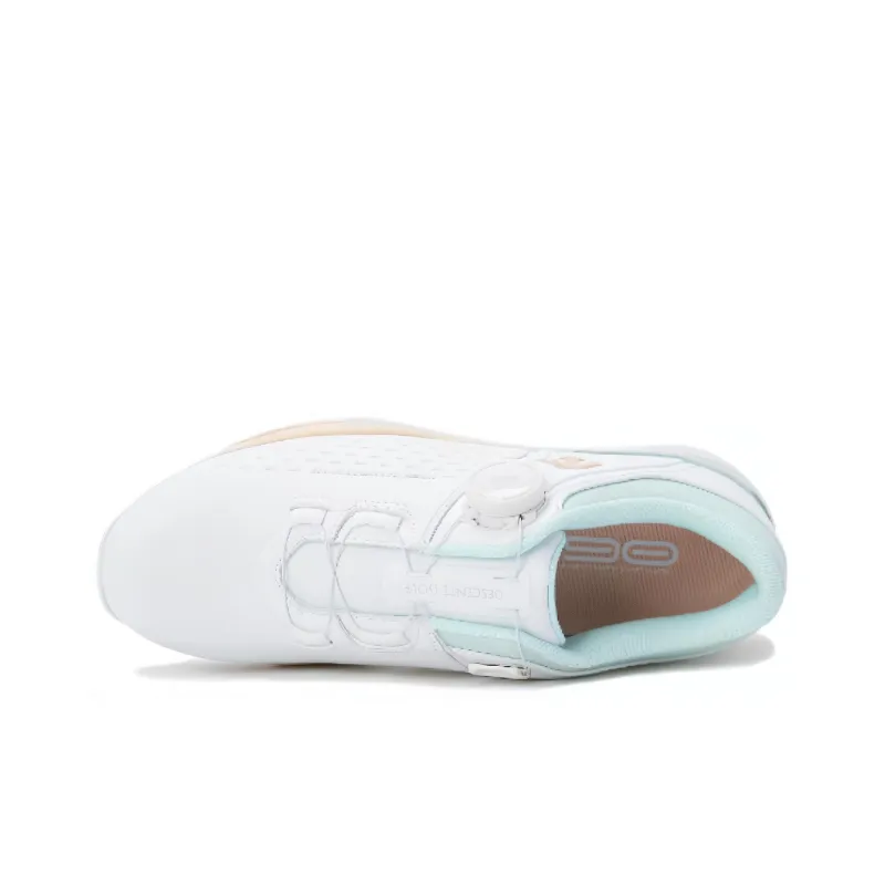 DESCENTE Cushioning Low Top Golf Shoes Women's White Green Yellow-2