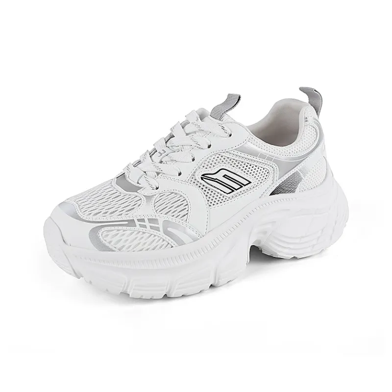 QIAONAI Wear resistant And Lightweight Low Top Chunky Sneakers Women's Beige-1