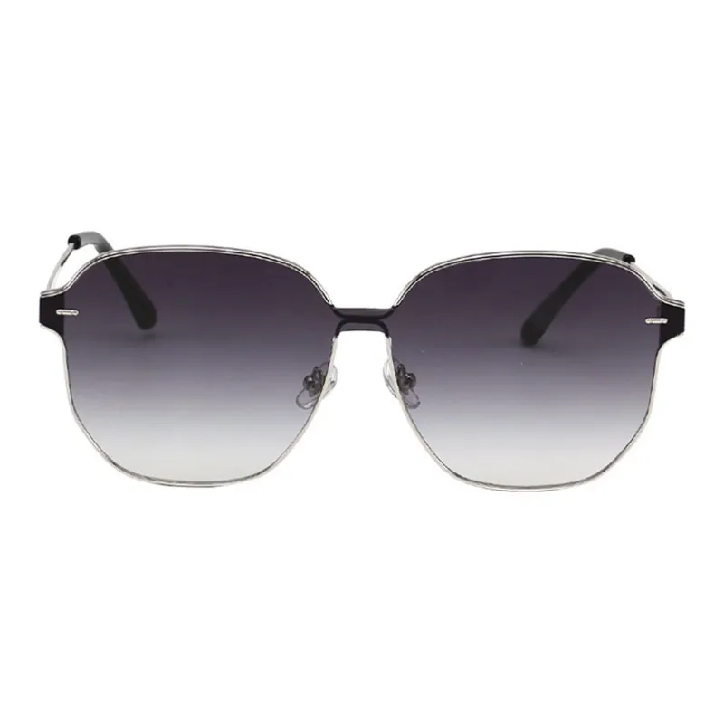 BSELEON Metal Irregular Shape Sunglasses Unisex Silver Black-1