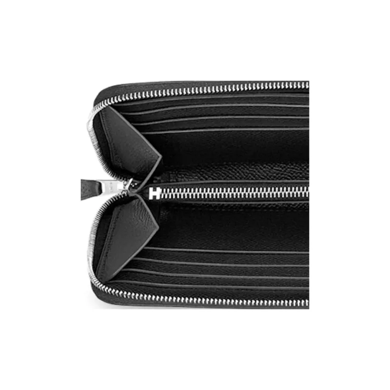HERMES Epsom Calfskin Wallet Unisex Noir Black-2