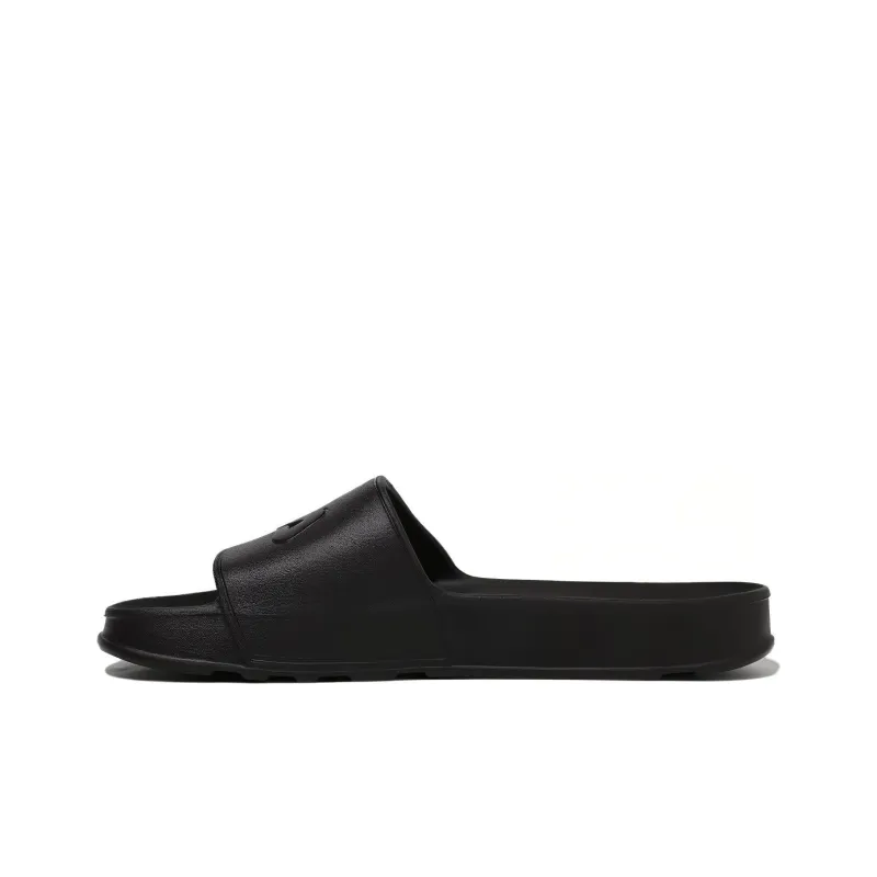 FILA Slick Slide Rubber Sole Slide Slippers Unisex Black Korean Style-0