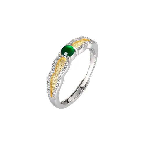 Cuiya Golden Building Jadeite Rings Women's