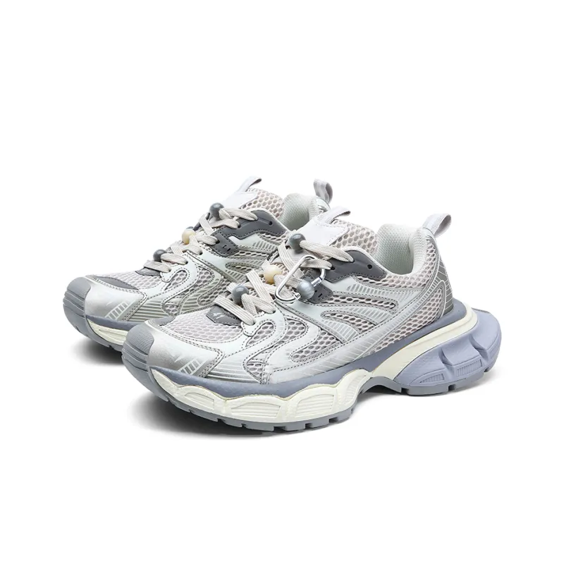 PONGFINITY Chunky Sneakers Unisex Low Top Silver-2