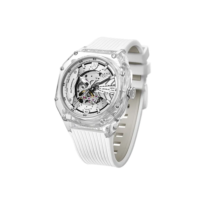 NIVADA Small Ice Cubes Automatic Mechanical Movement Unisex Watch Cut Out Dial Silicone Strap-2