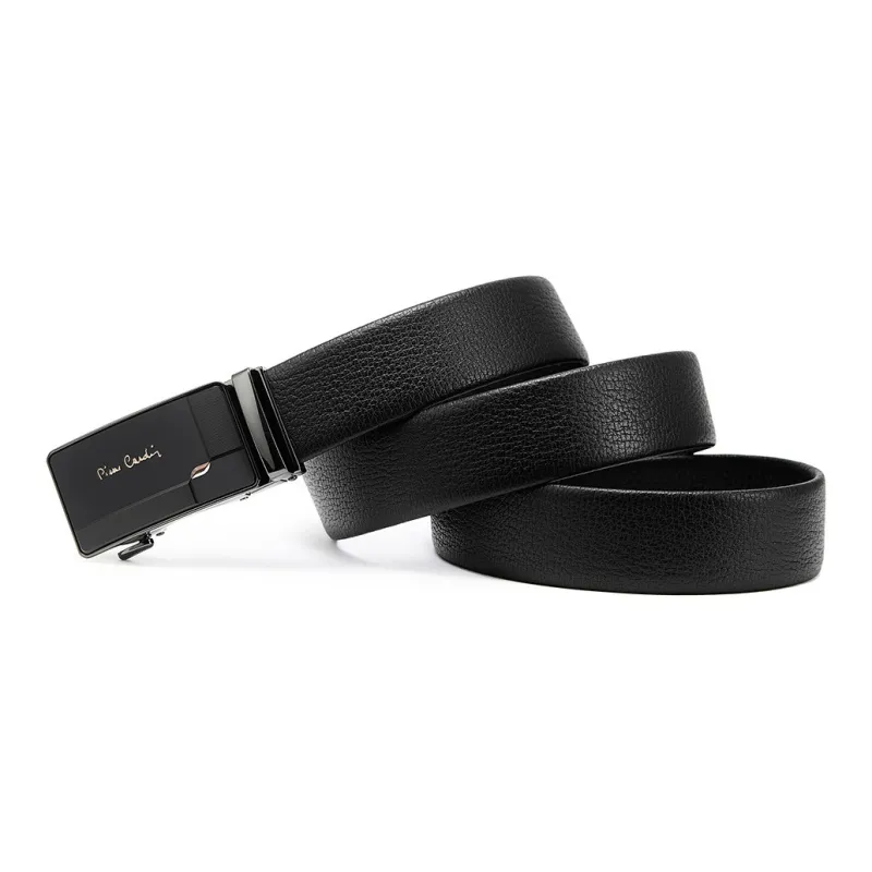 PIERRE CARDIN Automatic Buckle Outerwear Ready Top Grain Cow Leather Belts Men's Black 3.6CM-2