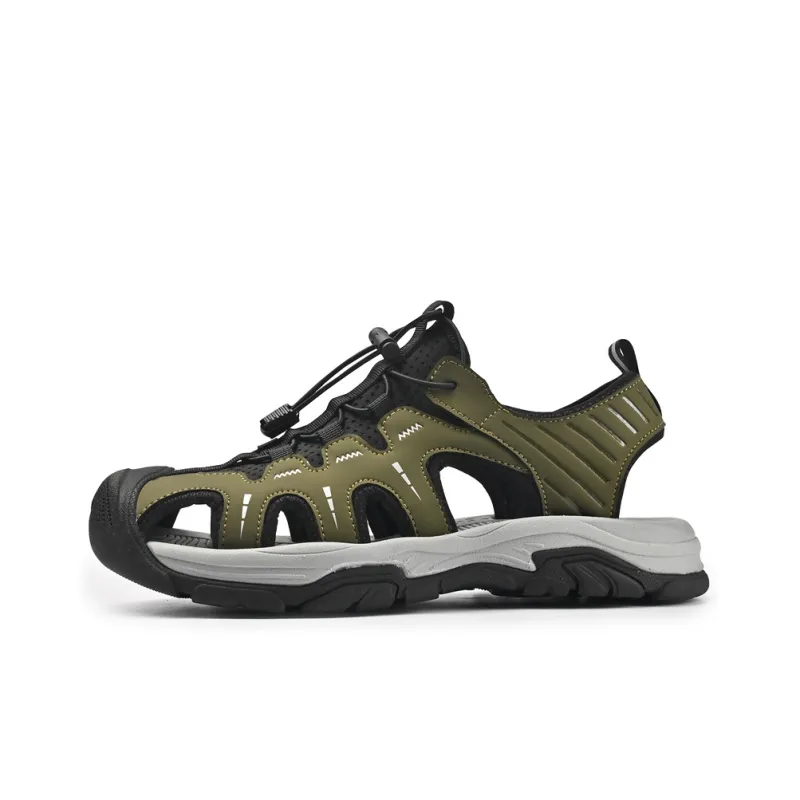 TOMAY River Trekking Shoes Men Black, Floral Green, Ecru-6