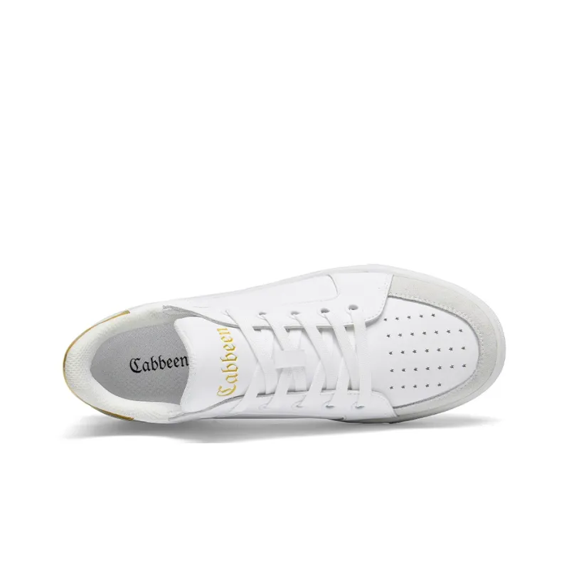 Cabbeen Durable Breathable Low-Top Skateboard Shoes Men's White-1