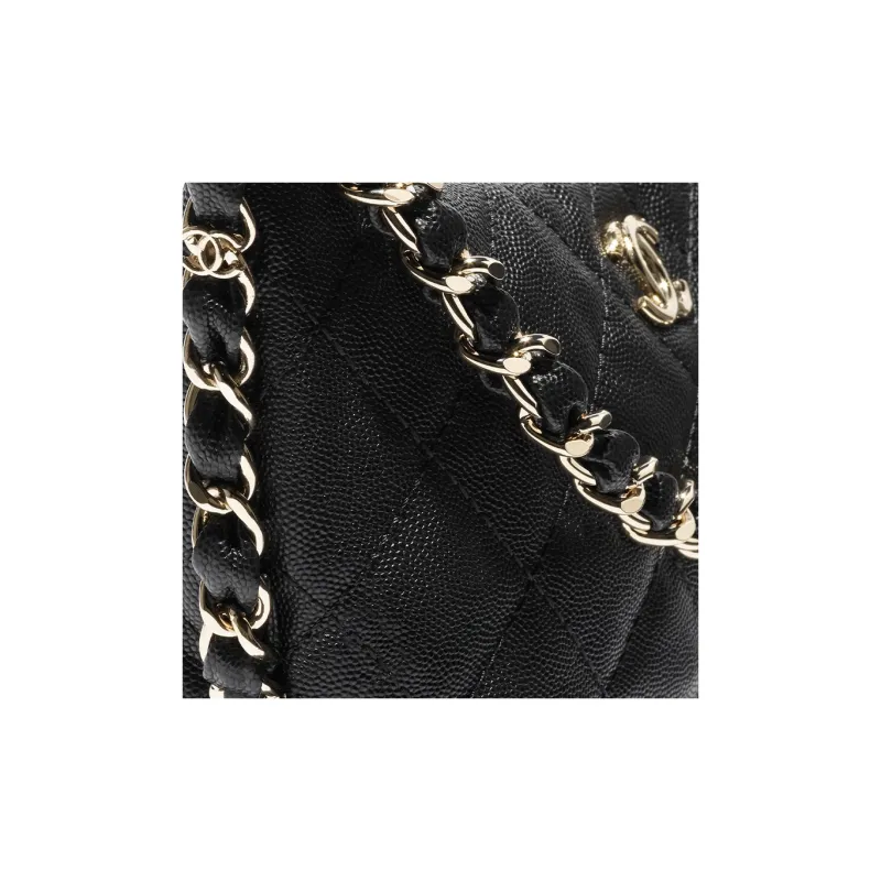 CHANEL Grain Cow Leather Hobo Hippie Bag, Handbag, Shoulder Bag Trumpets Women's Black-3