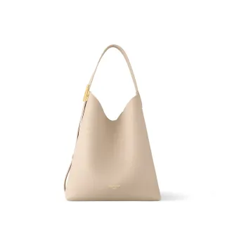 LOUIS VUITTON Leather Tote Handbag, Shoulder Bag Medium Size Women's Gray