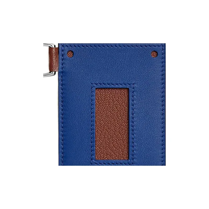 HERMES Colormatic Sheepskin Card Holder Women's Royal Blue & Copper Red-2