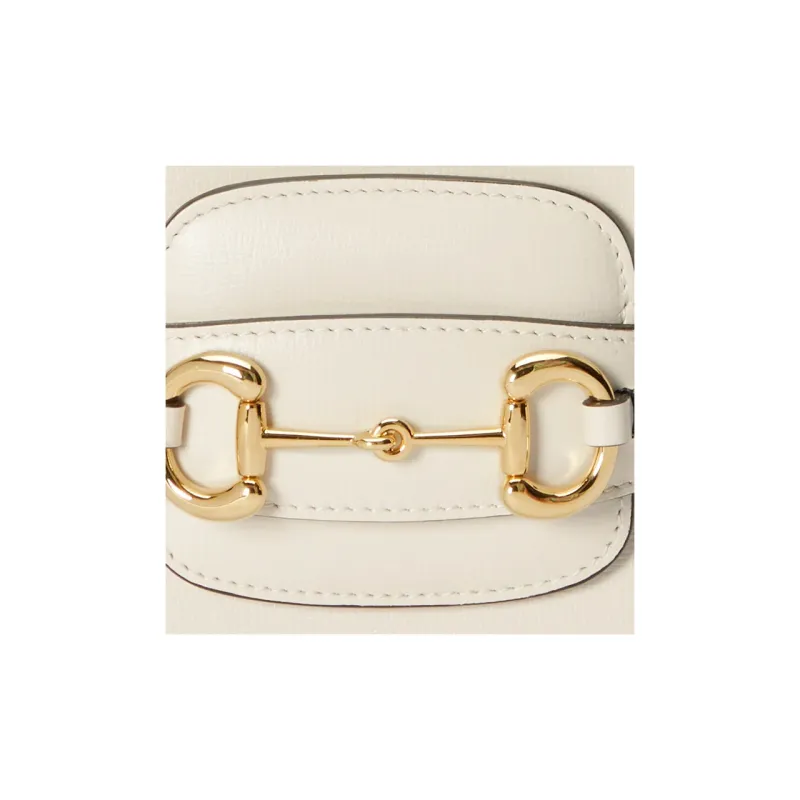 GUCCI Horsebit 1955 Leather Handbag Shoulder Bag Crossbody Bag Mini Women's White-7