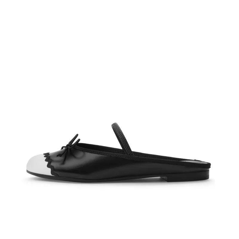 CHARLES&KEITH Composite Sole Slip Resistant Closed Toe Slippers 1.2cm Women's Cream Milk White/Black-5