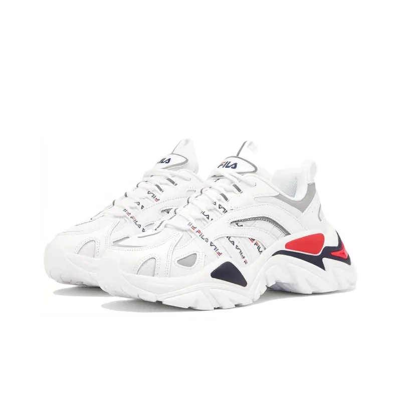 FILA Electrove Cushioning, Slip Resistant, And Abrasion Resistant Low Top Chunky Sneakers Women's White Red Black-2
